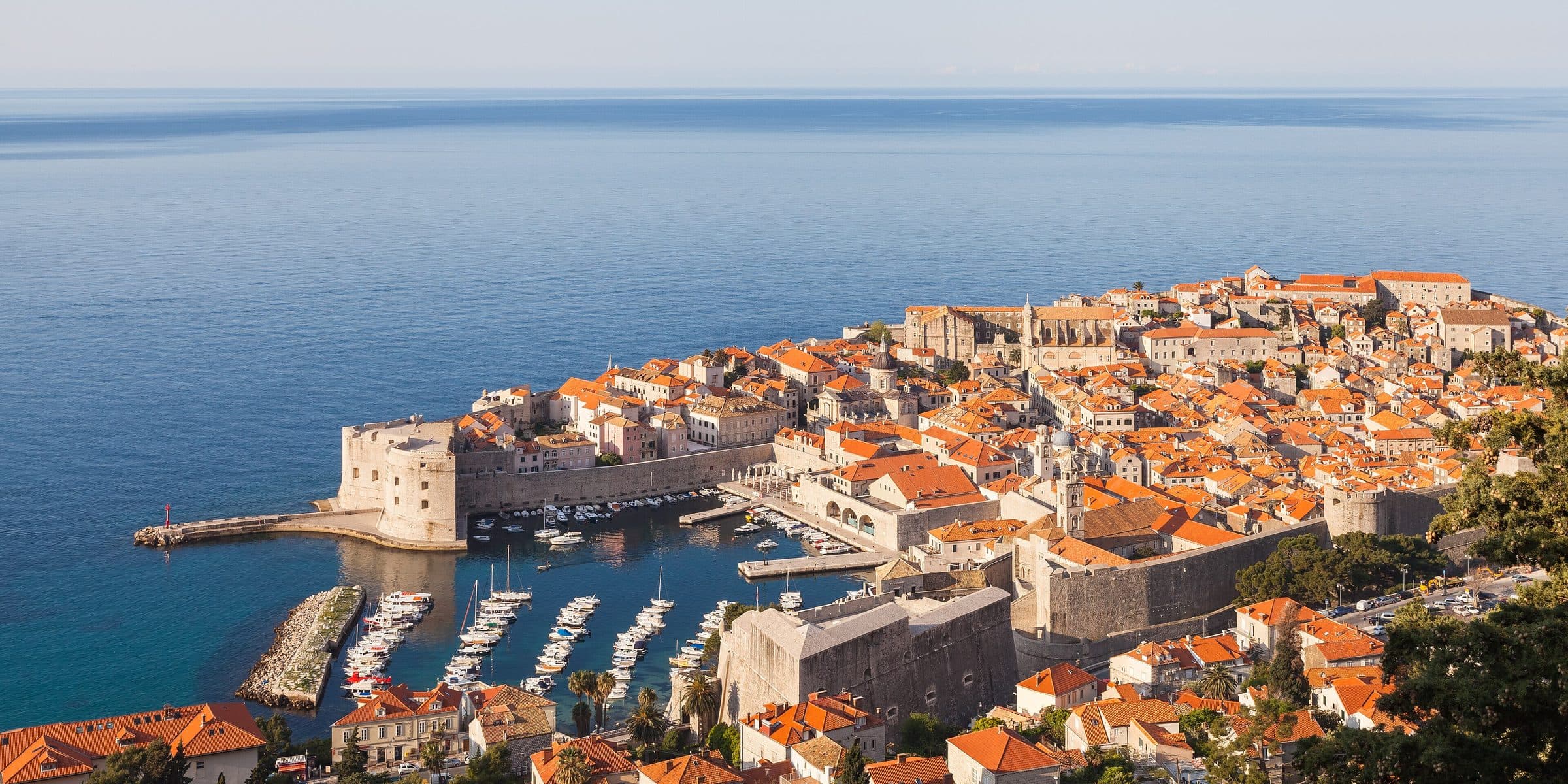Dubrovnik's walled old town on its limestone peninsula above the Adriatic