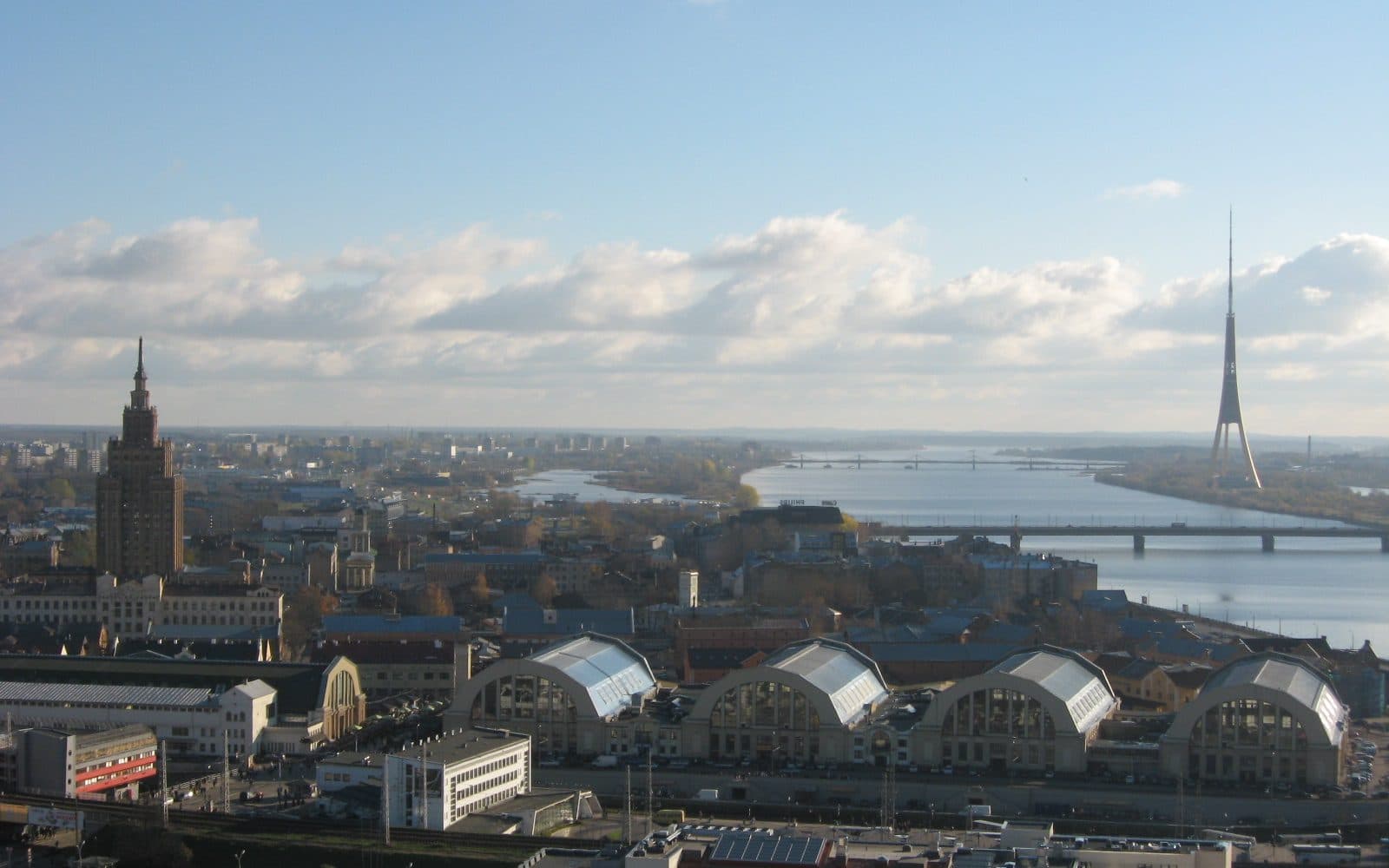 Riga's old town and the Daugava river seen from above